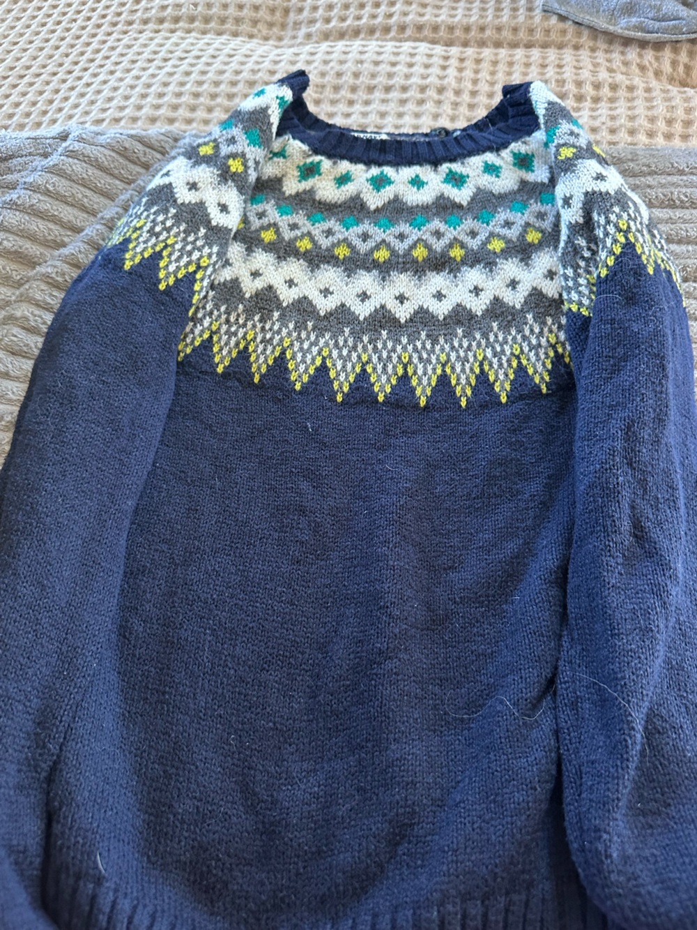 Navy Fair Isle Knit Sweater - Classic Pattern